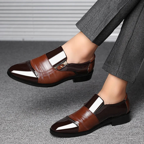 Elegant Formal Oxfords for Men - Classic Slip-On Wedding and Office Dress Shoes with Pointed Toe Design and Rubber Outsole